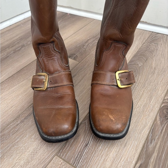 Dingo Vintage Brown Leather Harness Boots Made in USA Men’s Size 8D - Picture 4 of 14